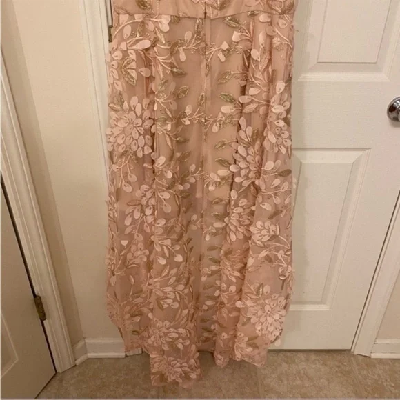 XSCAPE Floral-Appliqués High-Low Gown in Blush - Picture 10 of 11